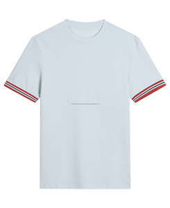 Nouveau style 2026 – T-shirt homme à col ras du cou en tissu tricoté respirant et doux, couleur unie, coupe ajustée avant, manches courtes, polyester/coton - Product Image 1
