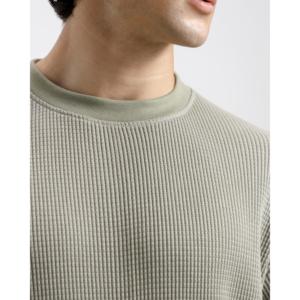 Camiseta Esencial de Algodón Orgánico 100% con Tejido Waffle, Corte Holgado, Diseño Liso, Transpirable, Etiqueta Personalizada, Largo Extendido, Tejido de 220 g/m² - Product Image 1