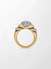 Bague en or jaune 18 carats Charmante Mooncrest avec 128 diamants ronds cultivés en laboratoire de 1,13 carat GH-VS, bijoux très demandés - Product Image 3