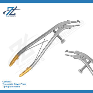 Alicates Telescópicos de Acero Inoxidable para Coronas Dentales, 130 mm, Uso Profesional, Agarre Ergonómico, Punta Rígida Móvil, Fabricante - Product Image 2