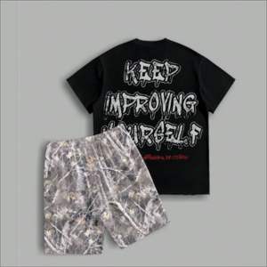 Survêtement décontracté pour hommes personnalisé graphique surdimensionné 100% coton ensemble short d'été respirant et élégant en vrac en gros - Product Image 2