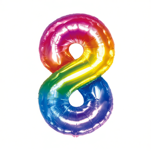 Palloncino Foil Numero 8 Multicolore 45cm per Feste, Gonfiabile ad Elio, Decorazione per Feste - Product Image 2