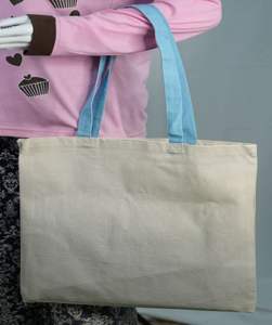 Sacs fourre-tout pour femmes en coton biologique 100% grande capacité, impression de logo personnalisé, écologiques, réutilisables, avec fermeture éclair, pour un usage quotidien - Product Image 3