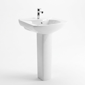Lavabo Moderno con Pedestal Orbit, Cristalización Totalmente Cerámica Ecológica para Baños de Apartamentos - Product Image 1