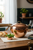 Casserole classique en acier inoxydable épais martelé, isolée, écologique, avec poignée, qualité chef, pour Biryani, Curry, Gaz