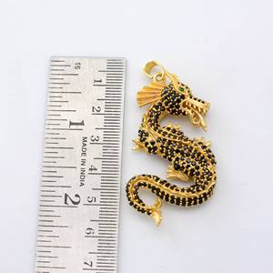 Wholesale Cute Fashion Brass Gold Plated Chinese Dragon Pendant Necklace Black Crystals Statement Handmade Jewelry for Unisex - Product Image 6