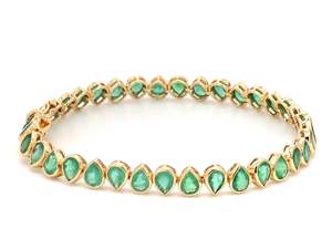 Pulsera de piedras preciosas superventas, conjunto de bisel de piedras preciosas de Esmeralda Natural de corte Pera de lujo de plata, pulsera al revés de piedra de nacimiento hecha a mano - Product Image 2