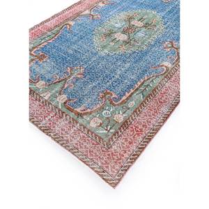 Alfombra de Lana Azul Vintage Anudada a Mano Pae-2240 con Patrón Abstracto de Medallón para el Hogar, Sala de Estar, Pasillo, Entrada y Dormitorios de Adolescentes - Product Image 2