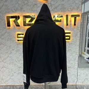 Precio competitivo, Sudadera con capucha de corte perfecto, chaqueta abullonada con cremallera y diamantes de imitación, lavado ácido, ropa de calle de lana lavada Vintage para hombre - Product Image 2