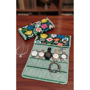 Bolsa acolchada vintage con cremallera y estampado floral para reloj y joyas - Product Image 3