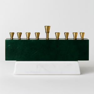 เชิงเทียนฮานุกกะเรซิ่นสีขาวขายดี พร้อมที่วางเทียนสีทอง ดีไซน์ทันสมัย สำหรับจุดไฟฮานุกกะ 8 วัน - Product Image 2