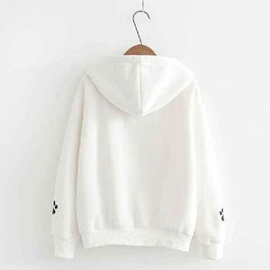 Sweat-shirt à capuche pour femme avec imprimé visage de chat mignon, manches longues, style Harajuku, pull ample décontracté, vêtements de rue pour adolescentes - Product Image 5