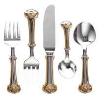 Ensemble de couverts de 4 cuillères à fourchette de couleur dorée pour restaurant, fête et service à domicile au design personnalisé