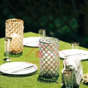 Beaded Pillar Votive Candle Holder <b>Set</b> High Quality Crystal <b>Square</b> Candle Pillar Holder for Wedding Decorations Best Seller - Product Image 6