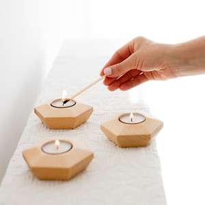 Custom Handmade Wooden Tea Light <b>Candle</b> Holder Farmhouse Style <b>Candle</b> Holder Eco-Friendly Acacia Wood <b>Large</b> Size for Rustic - Product Image 2