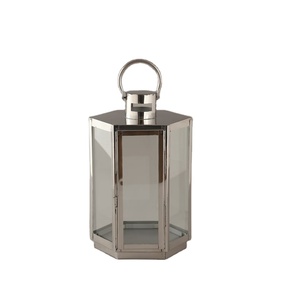 Linterna hexagonal de acero inoxidable con paneles de vidrio, perfecta para decoración interior y exterior, centro de mesa de boda e iluminación festiva - Product Image 1