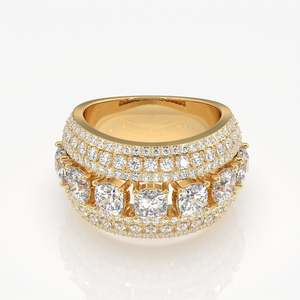Stellar <b>Cushion</b> & <b>Round</b> Cut Moissanite Diamond Wedding Sterling Silver Band Ring - Product Image 1