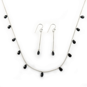 Venta caliente buena calidad 925 plata esterlina negro Zirconia cúbica piedra mínima forma de lágrima collar hecho a mano Boho joyería - Product Image 3