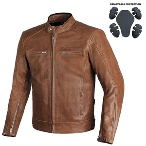 Motorcycle Perforated Leather Natural Grain Stylish Black Genuine Leather Windproof Waterproof Jacket for Bikers - Product Image 1