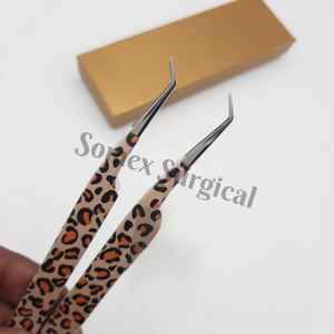 Pinces à cils professionnelles de haute qualité en acier inoxydable, poignée diamantée avec pointes en fibre pointues pour les extensions de cils - Product Image 1