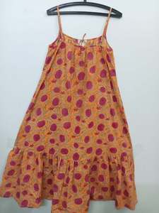 เดรสแม็กซี่แขนกุดสำหรับผู้หญิงชุดเดรสผ้าฝ้ายพิมพ์ลายสไตล์อินเดียโบฮีเมียนลำลองทำด้วยมือขนาดฟรีไซส์ - Product Image 3