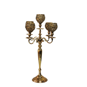 Table haute en aluminium plaqué or brillant personnalisé vintage Candélabres décoratifs faits à la main Bols en cristal Lampes à thé Décoration mariages - Product Image 1