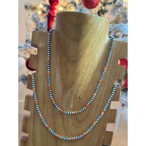 Collier ethnique Navajo avec coquille d'ormeau rouge/orange, en argent sterling plaqué or et diamant, pour mariages ou cadeaux - Product Image 3