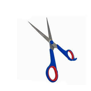 Tijeras de peluquero profesionales para zurdos con mango de plástico azul, hoja de acero inoxidable 440C para cortar bigote y barba - Product Image 4