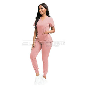 Uniforme Médico de Dos Piezas para Enfermeras, Estilo Jogger, para Verano, para Médicos y Enfermería Hospitalaria, Cómodo Conjunto de Parte Superior e Inferior de Punto - Product Image 2