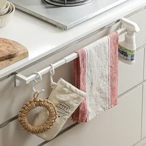 SHIMOYAMA不锈钢挂在门内或门外浴室可调节的可扩展厨房橱柜毛巾杆