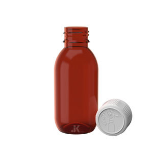 Botella de jarabe redonda de PET Embalaje de plástico 120ml con tapa CR Ámbar Mejor precio Servicio OEM ODM de Vietnam Factory M0765 - Product Image 2