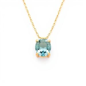 Colliers en pierre de topaze bleue naturelle en argent sterling plaqué or 18 carats pour femmes Collier simple de haute qualité pour filles - Product Image 5
