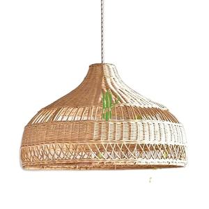 Abat-jour de beauté à double extrémité écologique en forme de demi-larme en bambou et rotin pour abat-jour lumineux décoratif - Product Image 3