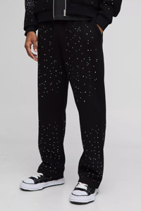 Latest Design Custom <b>Oversized</b> Boxy Rhinestone Zip Through Hoodie & <b>Jogger</b> Set Breathable Cotton Blended Rhinestone Tracksuit - Product Image 4