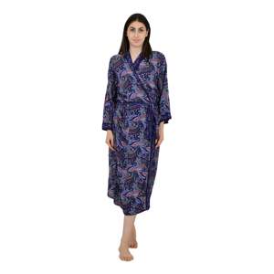 Elegant Floral Print Silk Blend Kimono Robe Long Dressing Gown Drawstring Customizable Free for Home Bridal Use ODM Woven - Product Image 1