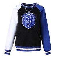 High Street Black Men Front Bordado Logo Contraste Puntadas Mangas de dos tonos ZPB Sudadera Formal Zeta Phi Beta 100% Algodón