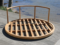 Cama de Día Moderna Personalizada para Exteriores Jayes, Hecha de Madera de Teca Sólida con Cojín Suave, Acabado Natural