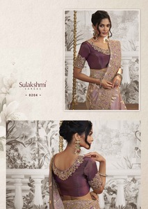 Saree en soie de créateur avec pierre de broderie perle véritable travail de broderie sur le tissage de la bordure Zari pour les fêtes et les mariages - Product Image 2