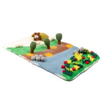 Tapis de jeu éducatif en feutre fait main, écoresponsable, scène forêt et rivière, ours, arbres, roches, neige, jardin, taille personnalisée, meilleur de l'Himalaya