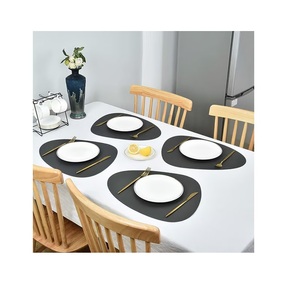 Lo más vendido. Manteles y almohadillas de cuero para mesa de comedor, producto más vendido, color negro - Product Image 5
