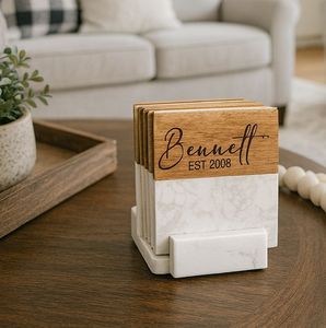 Posavasos de Madera y Mármol Moderno de Primera Calidad, Diseño Redondo Duradero de 400 mm de Diámetro para un Hogar Elegante - Product Image 3