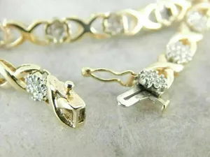 <b>Sterling</b> <b>Silver</b> Gold Plated Vintage 4 Ct Round Cut Moissanite Claw Setting Women's <b>Charm</b> Wedding <b>Bracelet</b> - Product Image 3