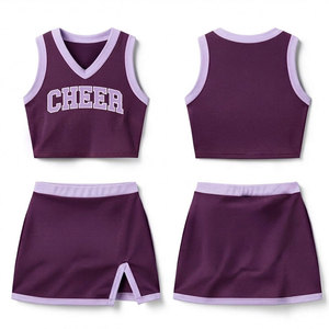 Crop top et jupe assortie pour uniforme de cheerleading, ensemble deux pièces, vêtements d'équipe personnalisés, directement de l'usine - Product Image 1