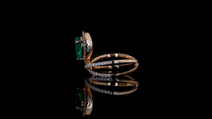 แหวนมรกตสีเขียวแล็บกรูว์น และเพชรทรงกลมที่เพาะเลี้ยงในห้องแล็บ |   แหวนเพชรสำหรับใส่ทุกวันและใส่ทำงานที่ดูหรูหรา |   รับผลิตแบบ OEM และ ODM - Product Image 3