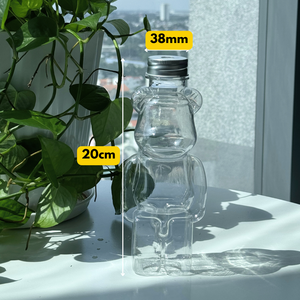 Venta al por mayor de logotipo personalizado Impresión digital Bearbrick en forma de botella de plástico PET tapa de aluminio para leche té jugo varios tamaños hogar - Product Image 4