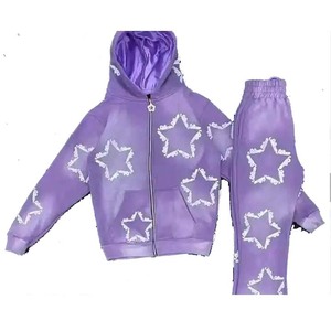 ชุดวอร์มแขนยาวแบบสวมหัวผ้าคอตตอน100% สำหรับผู้ชายชุดสตรีทพิมพ์ลายโลโก้แบบกำหนดเอง - Product Image 2