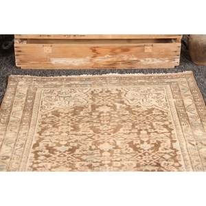 Vintage Turkish Rug Rug 3.6x10.3 ft, <b>Brown</b> Small Geometric Rug - Product Image 2