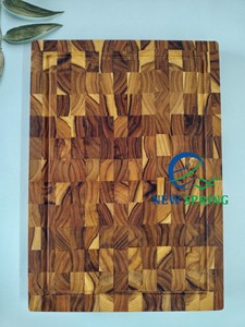 เขียงไม้สักไม้ปลายเป็นร่องสำหรับใช้ในครัวเขียงที่มีด้ามจับทำจากไม้ธรรมชาติเขียงสำหรับหั่นเนื้อ - Product Image 3