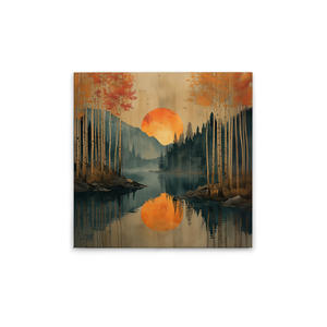 Hecho en Alemania-Decoración para el hogar Lienzo Imagen Puesta de sol-Mural de pintura de pared en beige y azul-Imagen de lienzo en marco de Camilla - Product Image 1