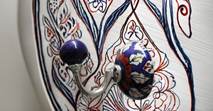 Vẽ tay màu đỏ trắng xanh lá hoa gốm móc treo tường mới lạ giữ chìa khóa quần áo treo khăn tắm khăn tắm móc - Product Image 5